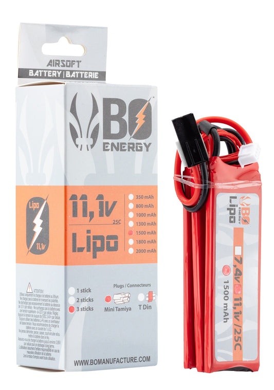 BATTERIE LIPO 3S 11,1V 3 STICKS 1500mAh MINI TAMIYA BO