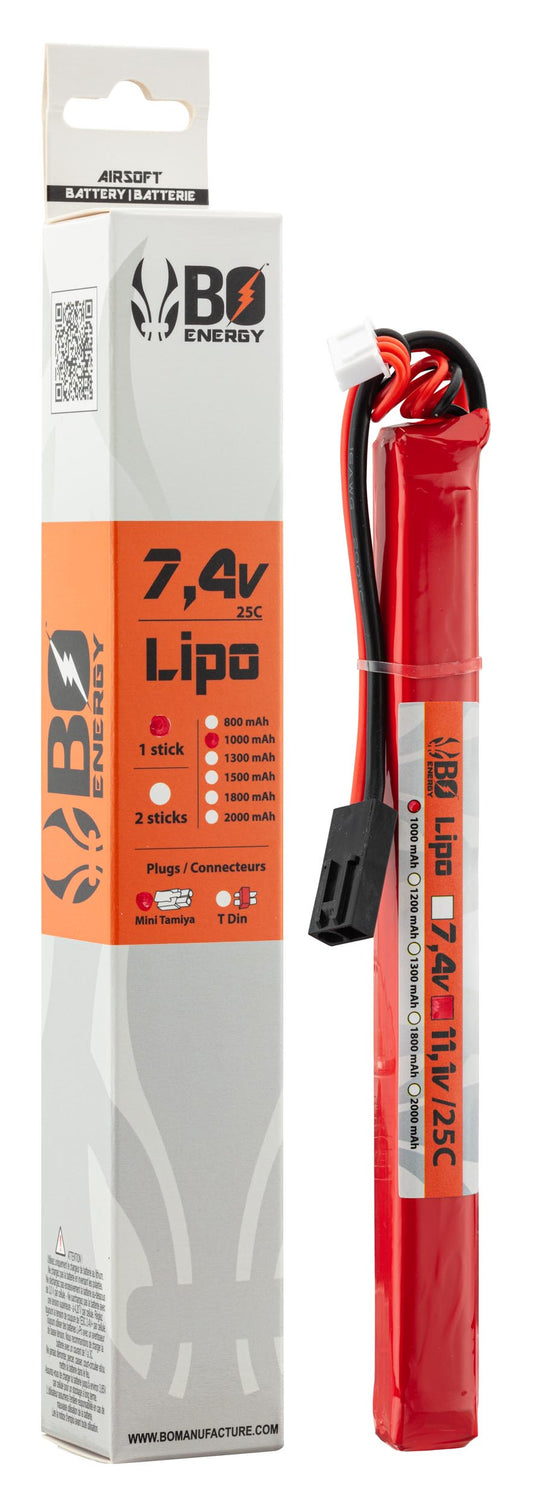 BATTERIE LIPO 2S 7,4v  1 STICK 1000mAh T-DEAN BO